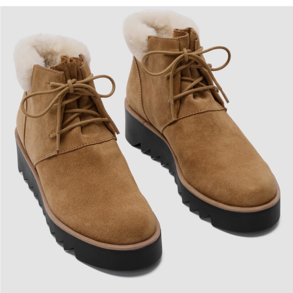 Eileen Fisher Kenille Sport Suede Wedge Bootie Color: SYRUP size 8 NEW /no box